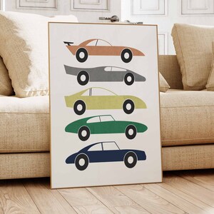 Impresión de arte de pared abstracto con coches retro geniales