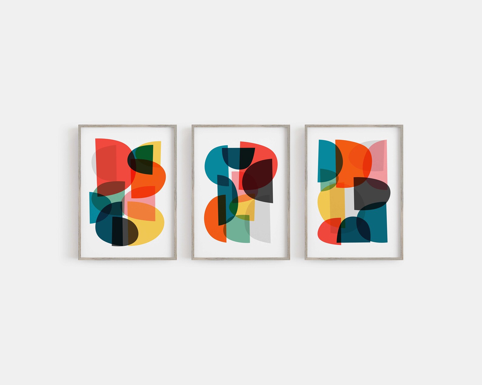Set of 3 Abstract Prints Digital Colorful Wall Art Set Large - Etsy