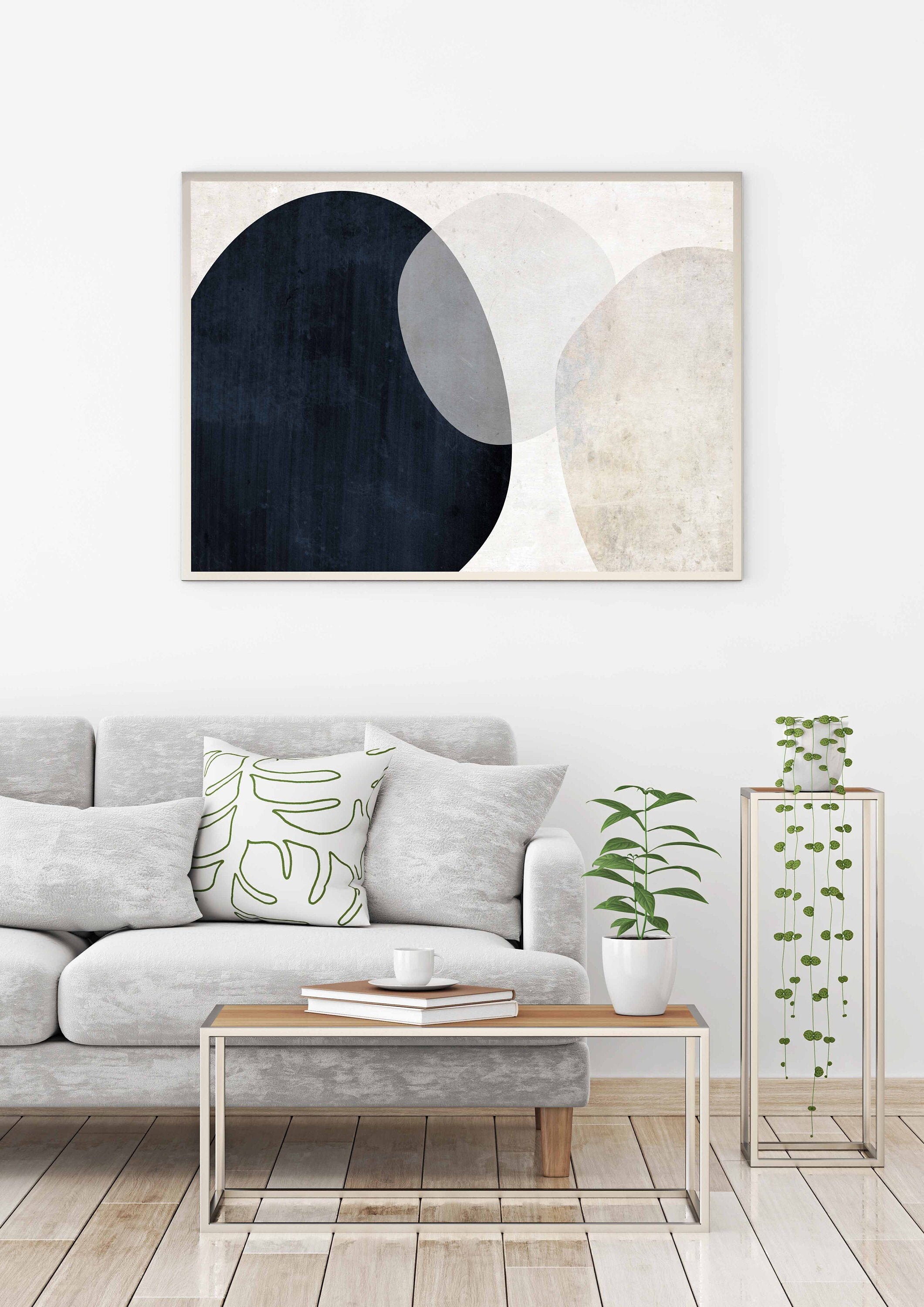 Abstract Wall Decor Navy Blue Wall Art Large Art Above Etsy