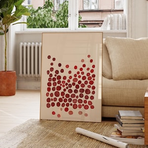 Red Bubble Dots Abstract Art Print