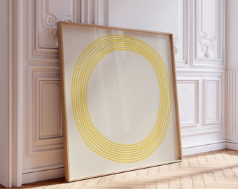 Fun Yellow Circle Square Line Art Print