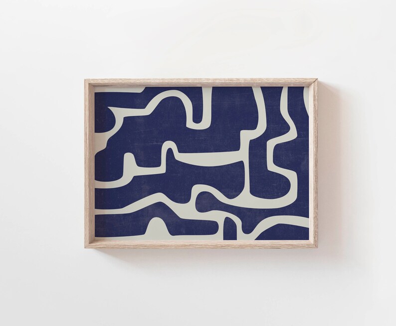 Cool Grey Blue Wall Decor Navy Blue Wall Art Prints Modern Art Etsy