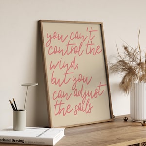 You Can’t Control the Wind Print - Inspirational Pink Text Wall Art - Etsy