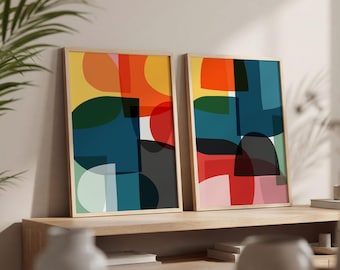 Set of 2 Bold Colorful Abstract Prints