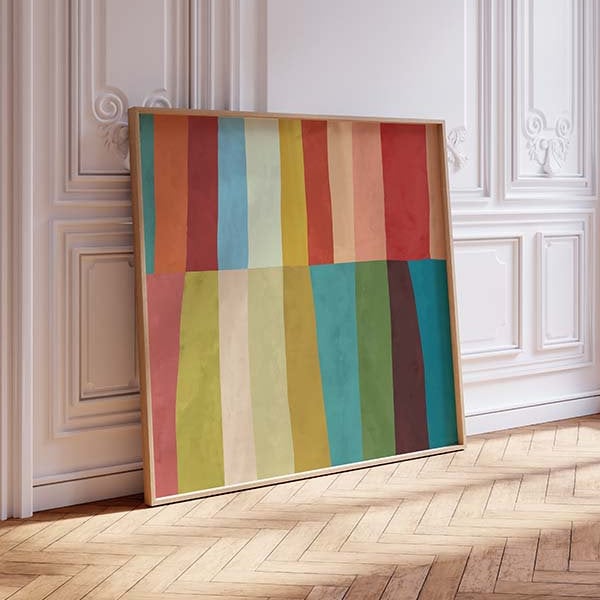 Brightly Colored Painted Stripes, Square Digital Art