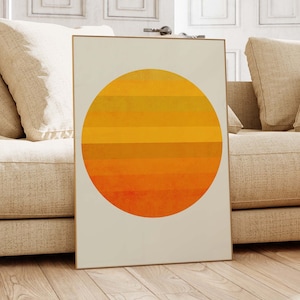 Modern Abstract Sun Print - Warm Sunset Digital Wall Art