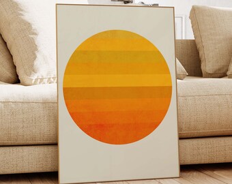 Modern Abstract Sun Print - Warm Sunset DIGITAL Wall Art