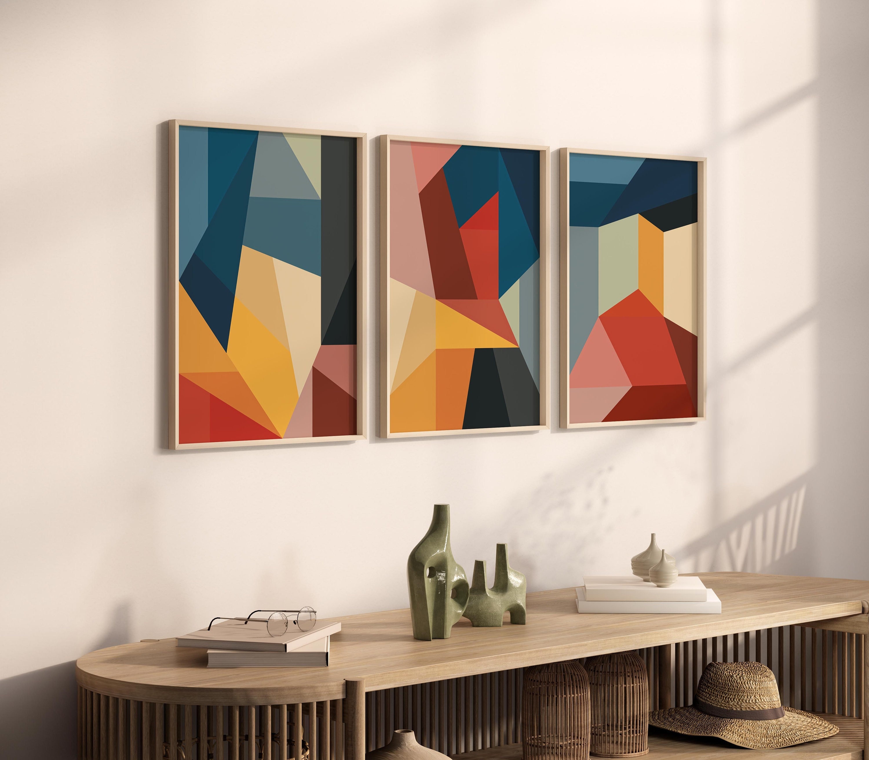 Set of 3 Bold Colorful Geometric Abstract Art Prints - Etsy