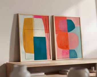 Set of 2 Colorful DIGITAL Modern Art Paintings