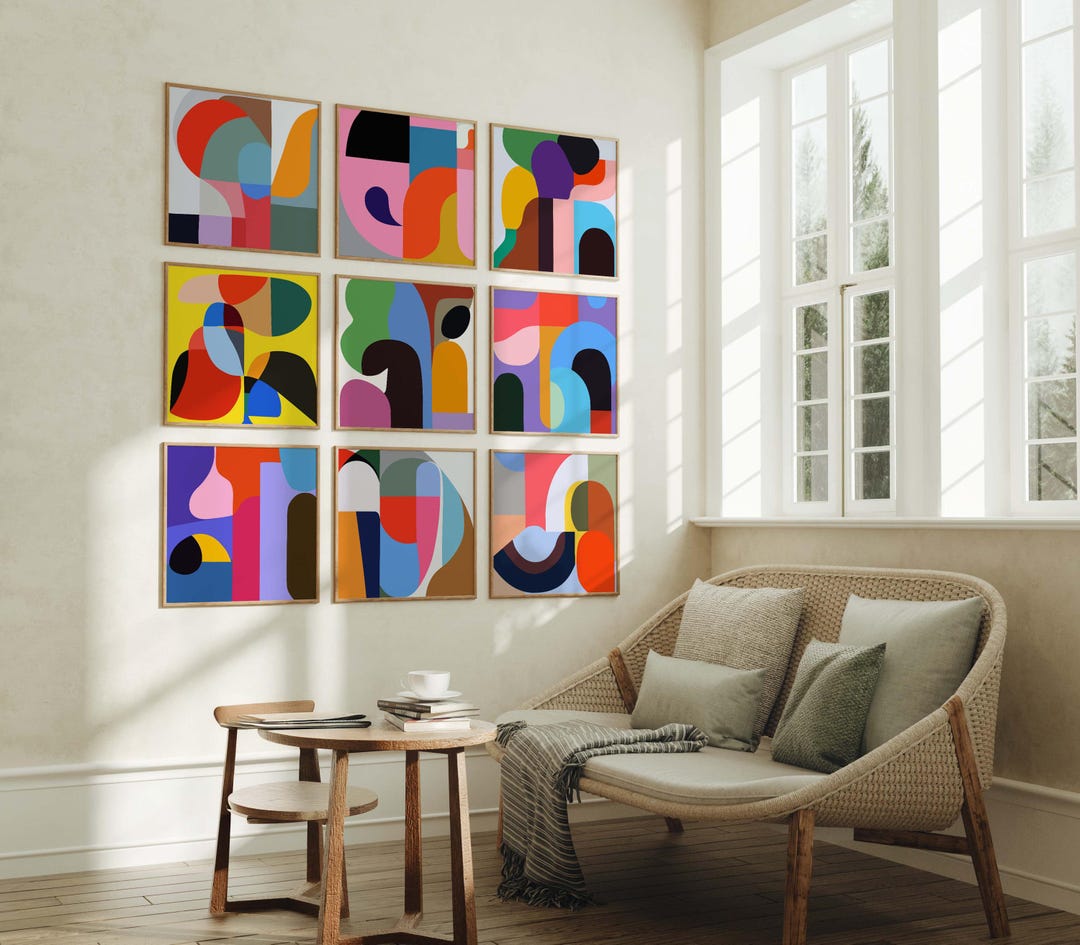 Set of 9 Colorful Gallery Abstract Square DIGITAL Prints - Etsy