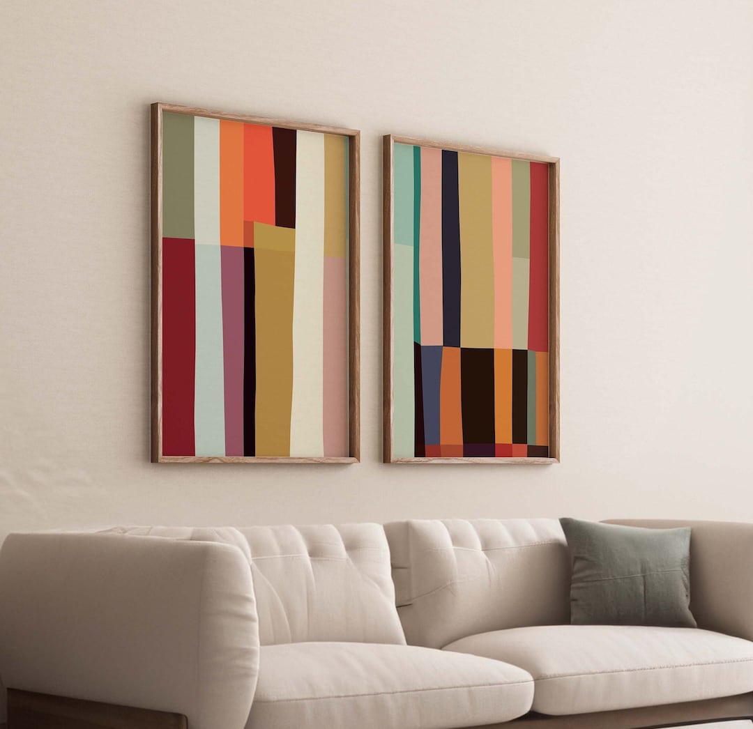 Bold Set of 2 Colorful DIGITAL Abstract Prints - Etsy