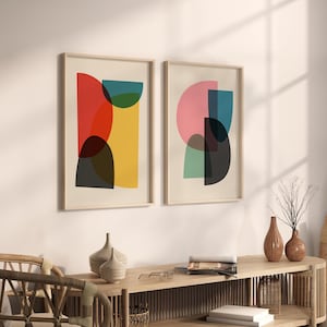 Set of 2 Bright and Colorful Print - Abstract Wall Art