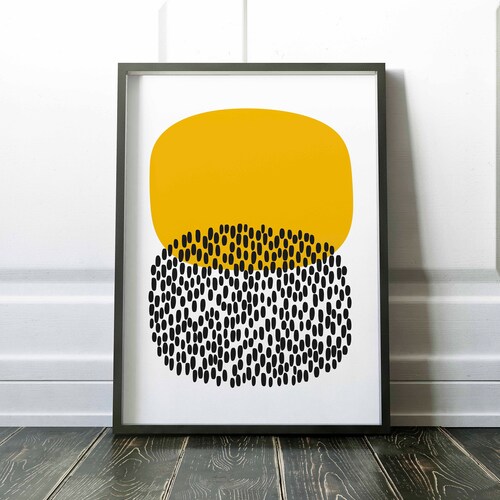Large Abstract Wall Art/ Yellow Black Prints/ Printable Art/ Etsy