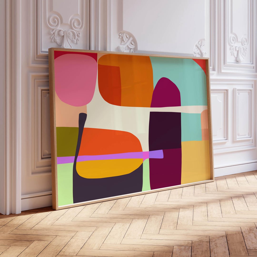 Bold Abstract Color Shapes Print - Modern Geometric Wall Art - Colorful ...