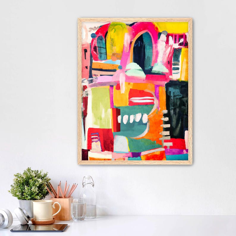 Framed Abstract Print, Colorful Modern Wall Art, Ready to Hang image 3