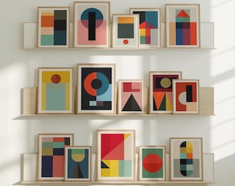 Modern Abstract Art Set of 20 DIGITAL Prints - Colorful Geometric Wall Art Collection