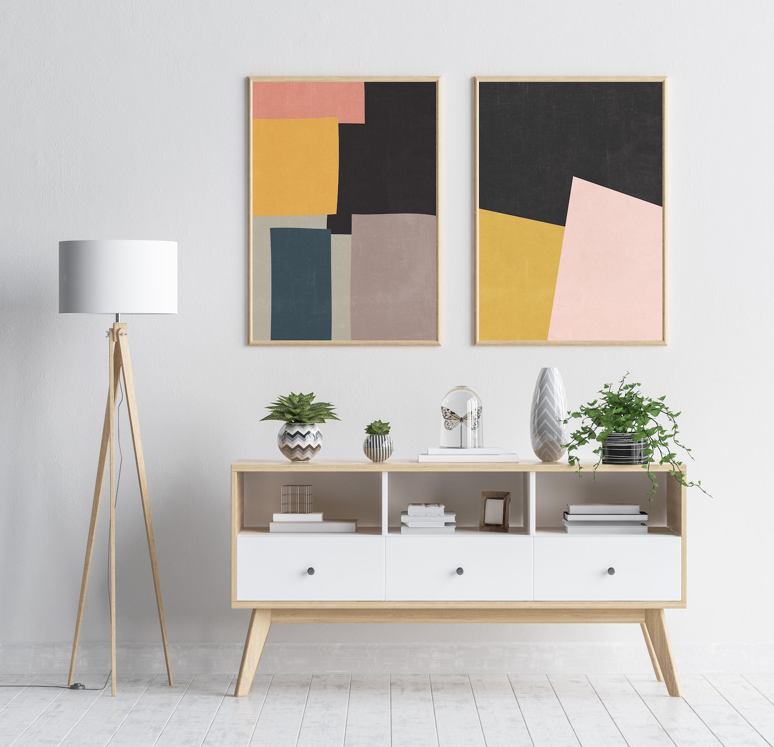 Set 3 Stampe Astratte Moderne QPLGTU - Poster Artistici 60x90cm Per Decorazione Parete