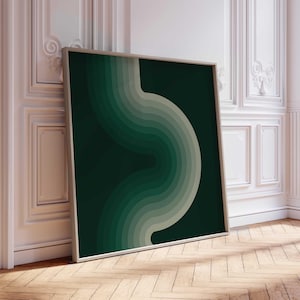 Grande stampa artistica retrò quadrata verde