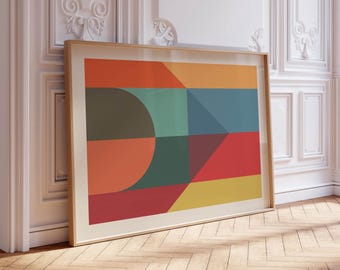 Bold Colorful Geometric DIGITAL Print - with Orange