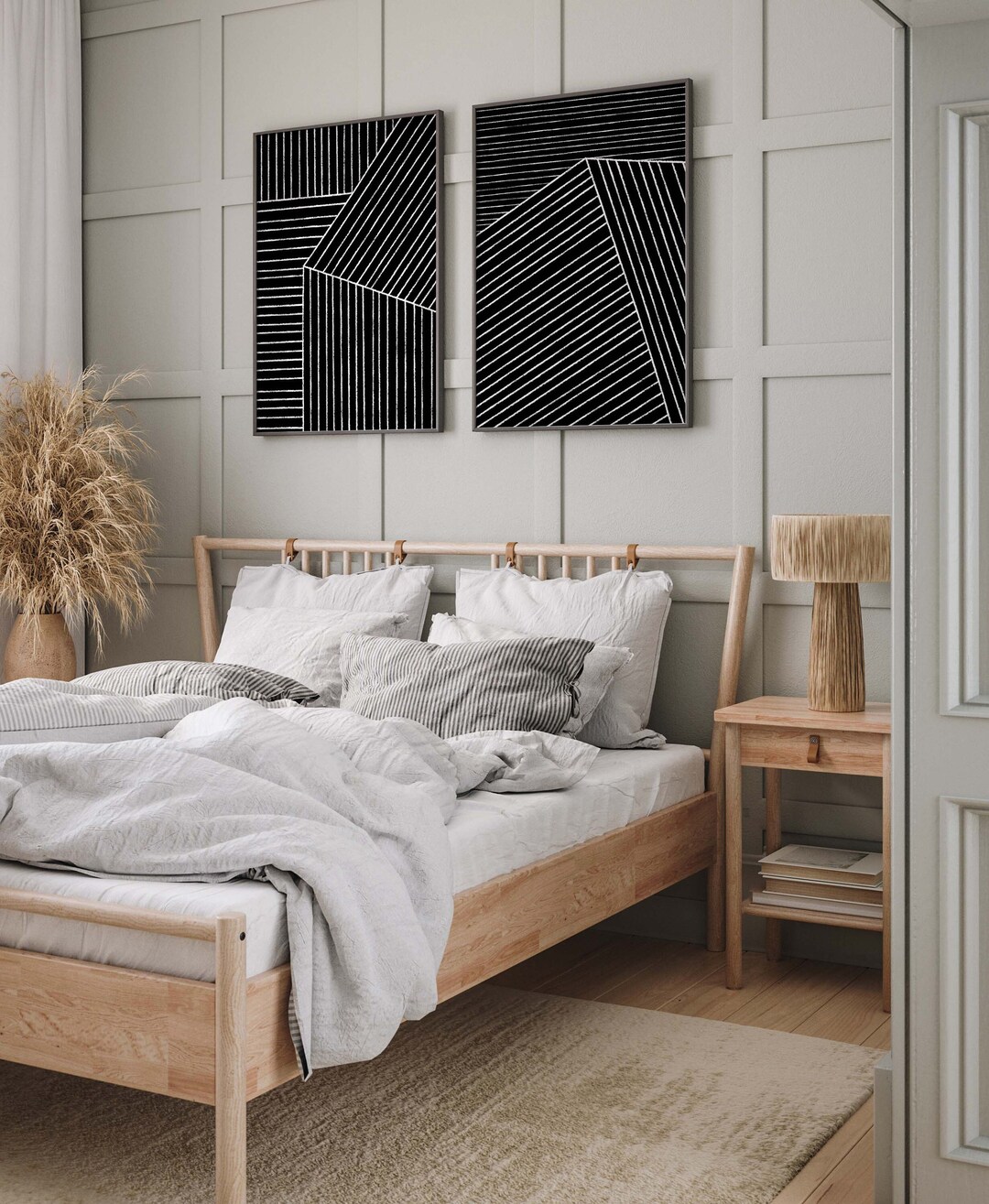 Set of 2 Black and White Line Art DIGITAL Prints - Etsy