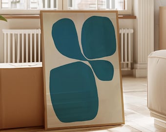Teal Blue Abstract Modern Painting DIGITAL Art PRINT