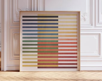 Colorful Modern Lines Square Digital Art Print