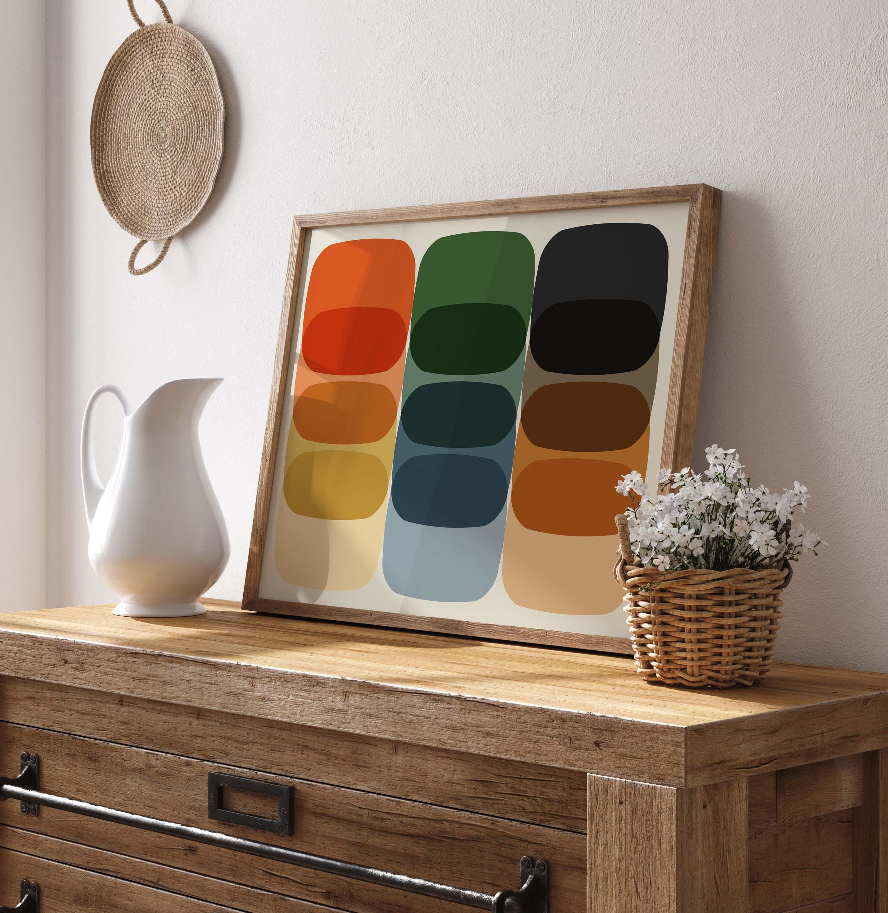 Bold Retro Color Block FRAMED Print – Modern Abstract Wall Art - Etsy