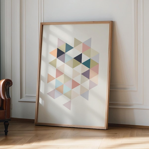 Cute Boho Pastel Geometric Abstract Digital Print