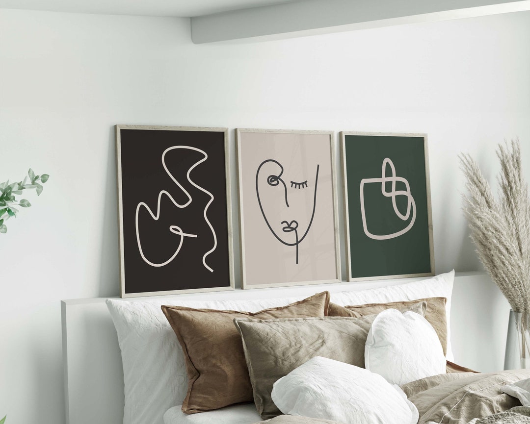 Modern Set of 3 Line Art Abstract Digital Art Prints - Etsy