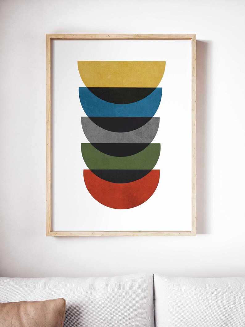 Colorful Mid Century Modern Wall Art Print Set of 2 Art Set Etsy