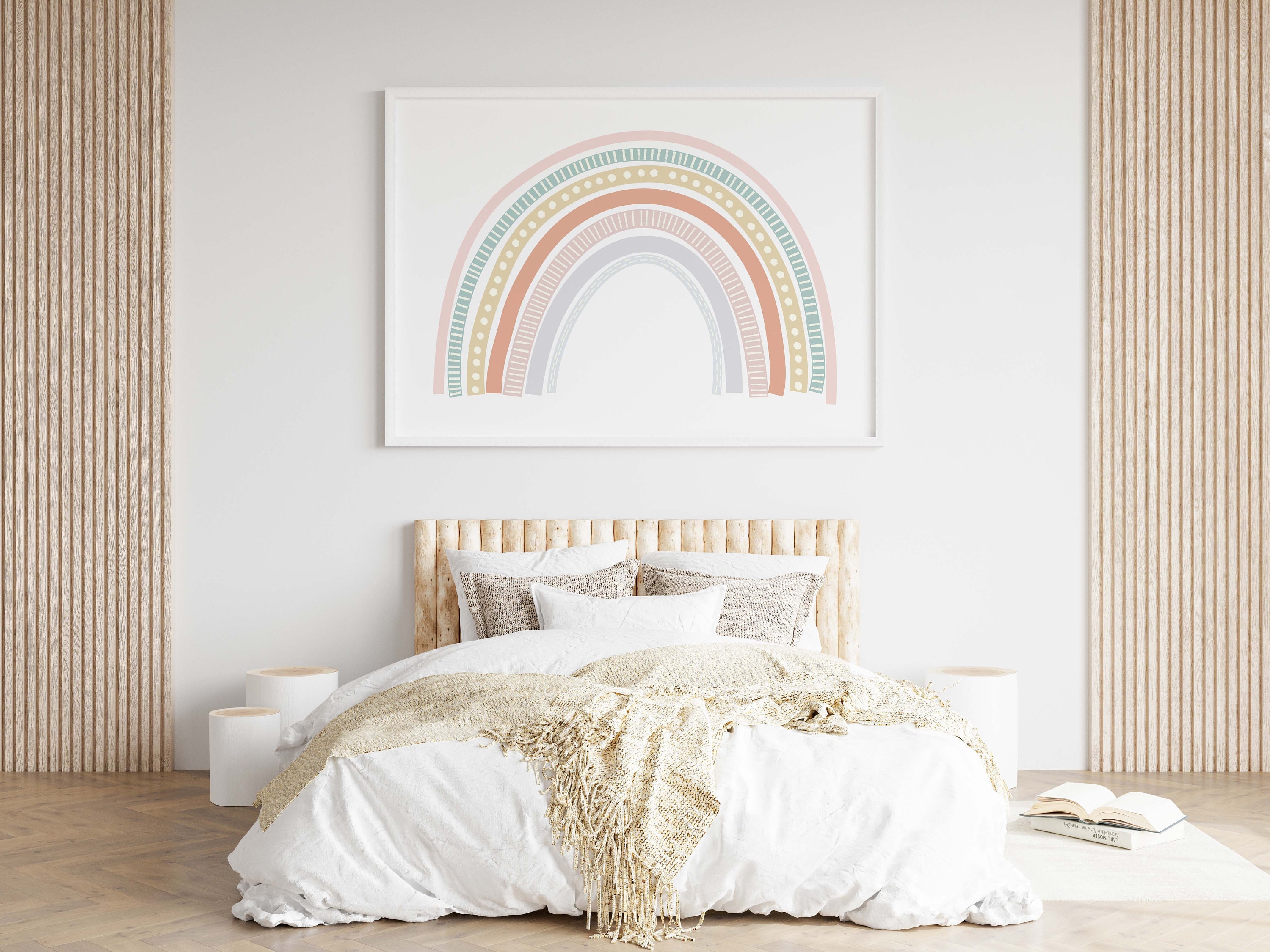 Pastel Rainbow Nursery Print, Boho Scandi Kids Room Wall Art - Etsy