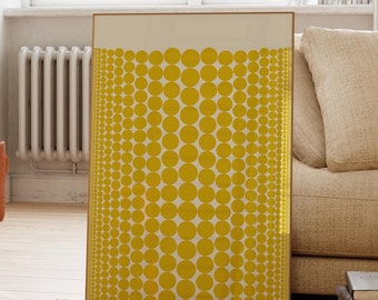 Yellow Modern Simple Print, Bright Modern Abstract Art, Circle Shape Art Poster, Yellow Wall Decor