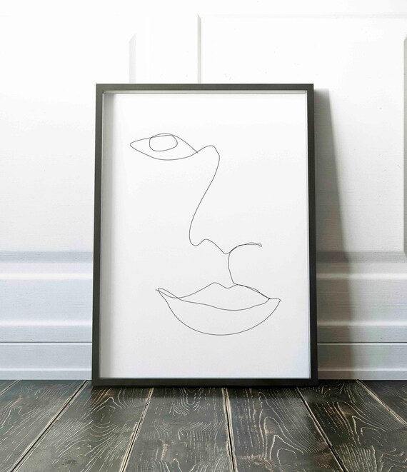 Face Drawing Sketch Art Bedroom Wall Art Minimalist Sketch Line Art Abstract One Line Birthday Gift Idea Gift Her Printable Art
