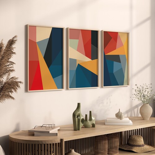 Colorful Print Set / Abstract Set of 3 Prints Wall Art / Bold Etsy
