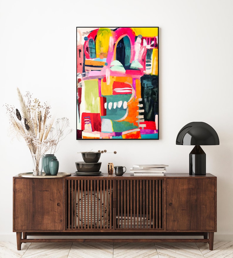 Large Colorful Vibrant Wall Art Print Bold Bright Abstract Etsy
