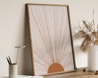 Large Boho Neutral Abstract Sun DIGITAL Art Print