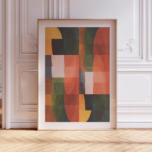 Retro Erdtöne Geometrische Wand Kunst - Mid Century Modern Digitaler Abstrakter Druck in Warmen Farben