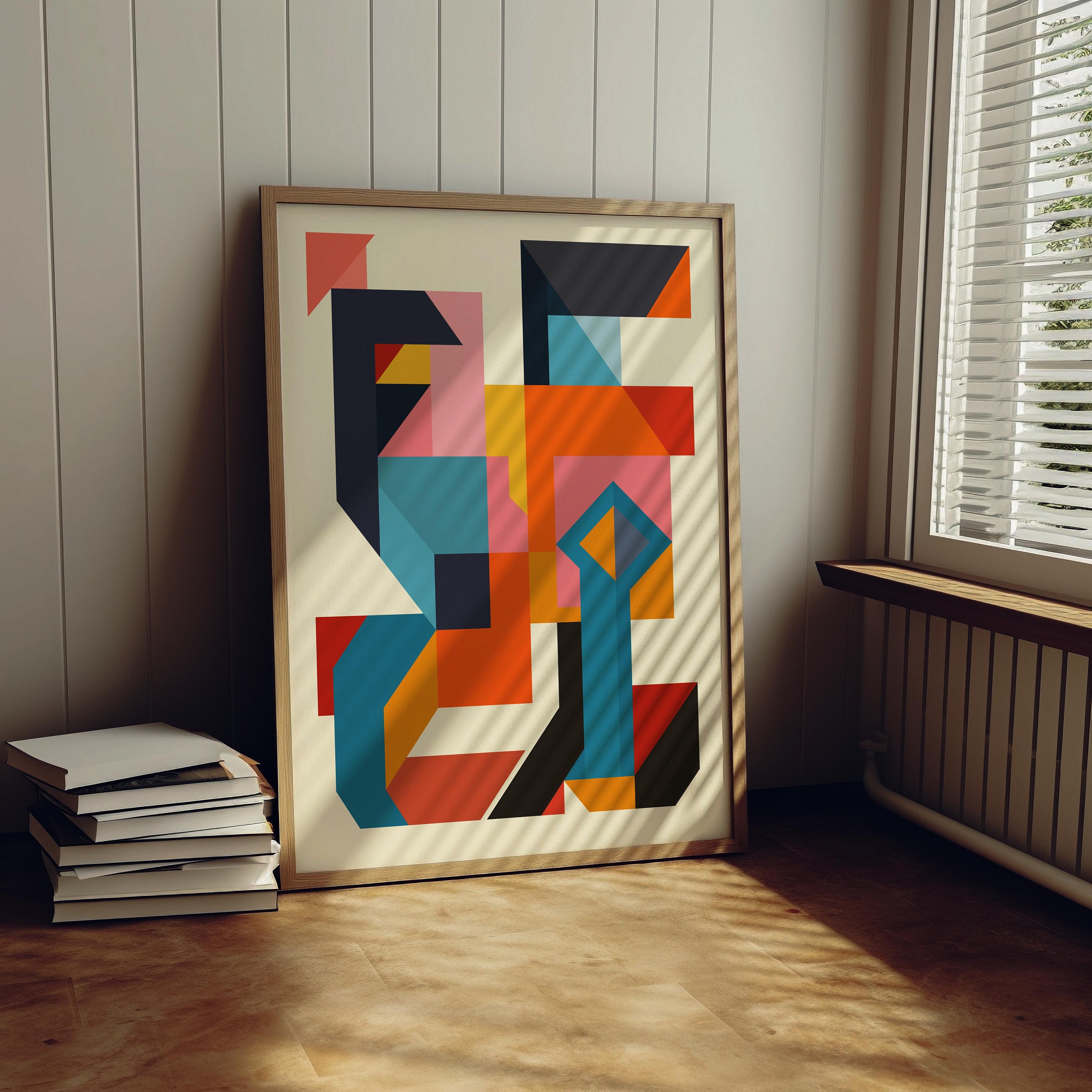 Bold Geometric Abstract Print - Colorful Modern Digital Wall