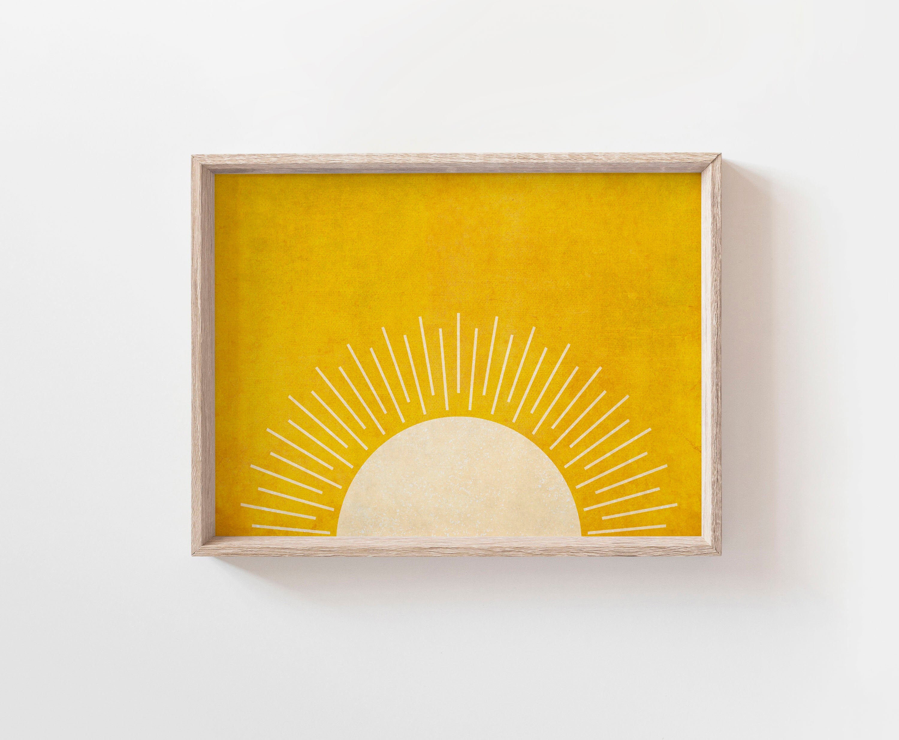 Yellow Boho Sun Wall Art Boho Bedroom Decor Large Sunset Etsy
