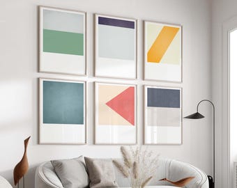 Set of 6 Cool Minimal Abstract Art Prints