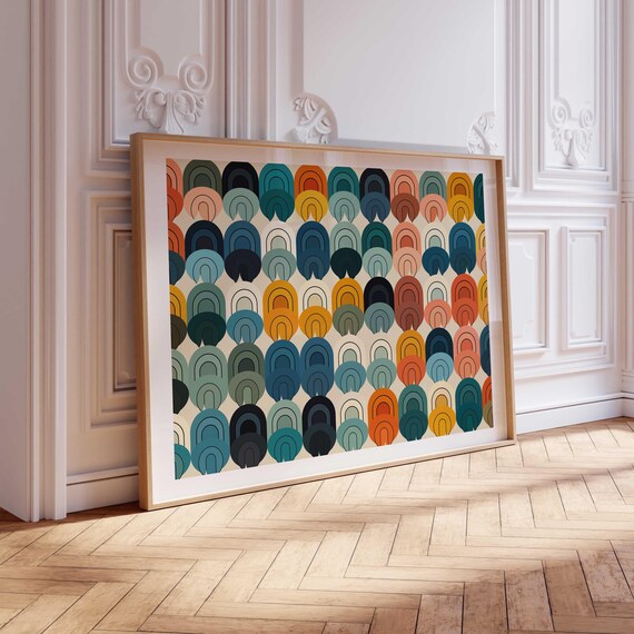 Colorful Mid Century Modern Patterned Art Print