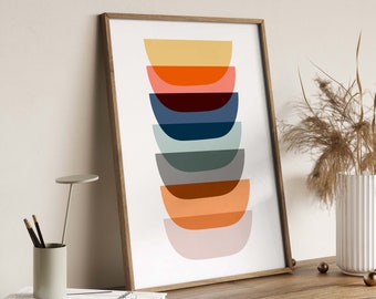 Colorful Mid Century Abstract Print – Bold Modern Wall Art in Fun Colours