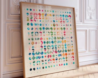 Colorful Dot Pattern DIGITAL Print, Square Abstract Wall Art