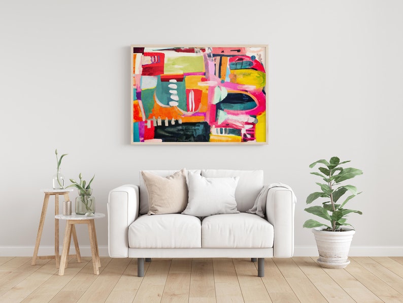 Large Colorful Vibrant Wall Art Print Bold Bright Abstract Etsy