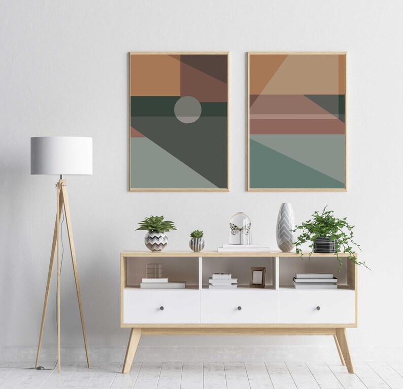 Wall Art Set of 2 Living Room Art Prints Printable Abstract - Etsy