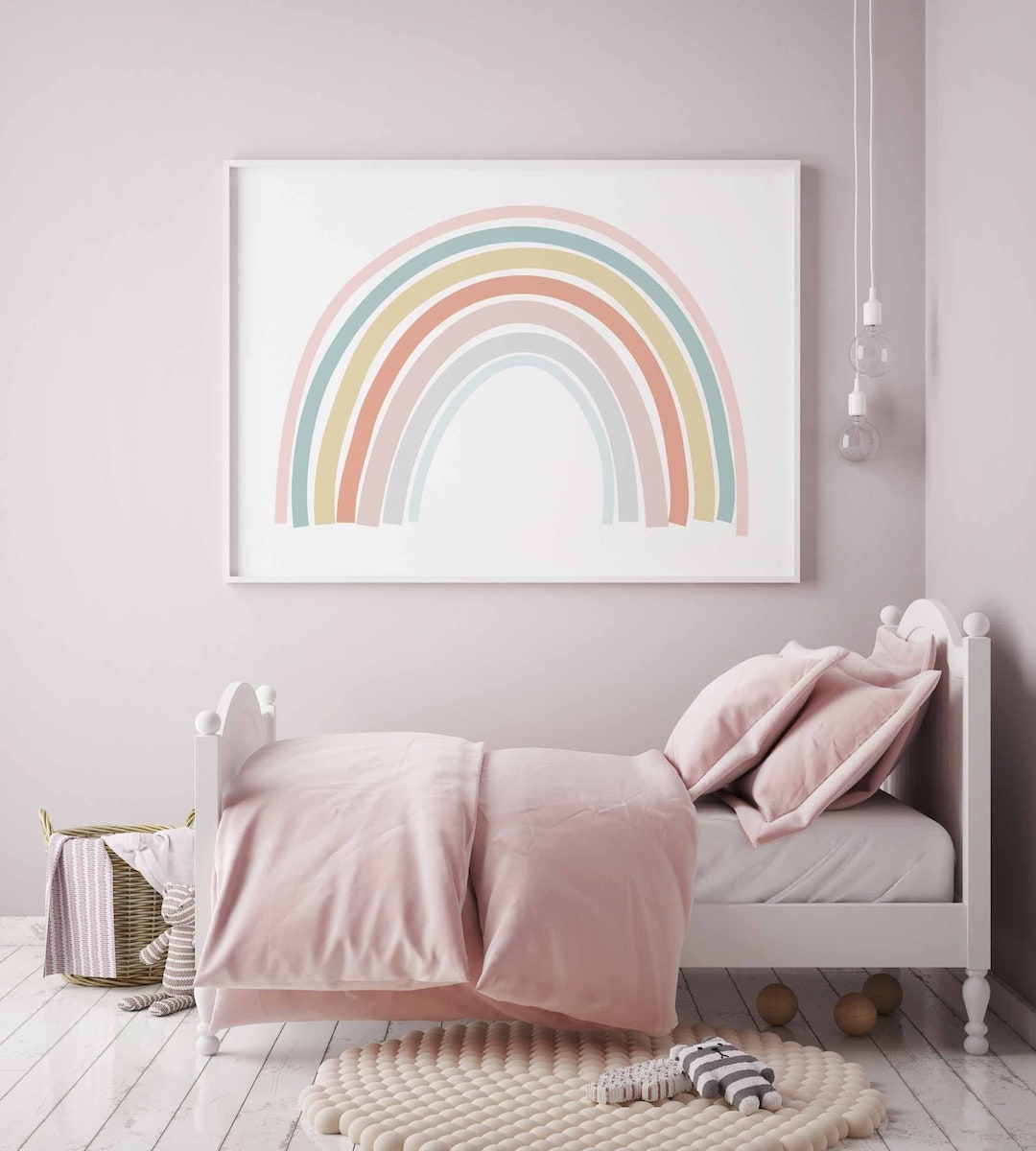 Rainbow Print Boho Rainbow Print Rainbow Wall Art Print Girls Room ...