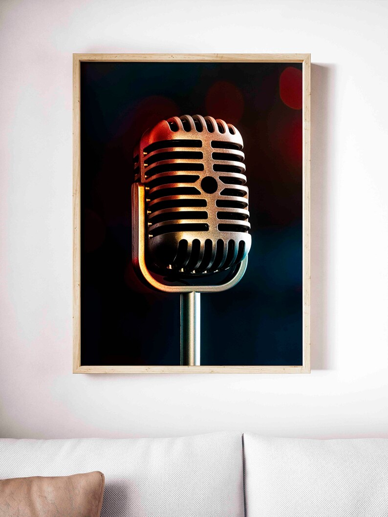 Microphone Poster Printable Wall Art Music Lover Gift for Her Etsy