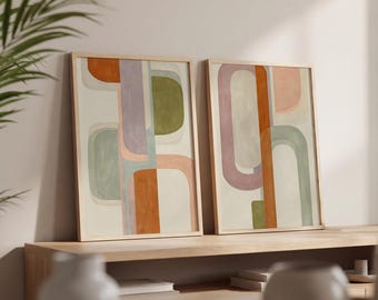 Set of 2 Earth Tones DIGITAL Boho Modern Paintings