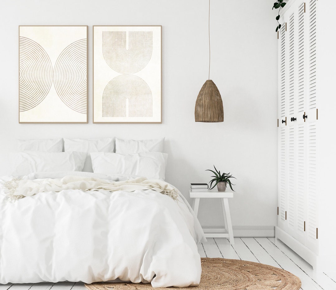 Neutral Geometric Wall Art Print Set of 2 Mid Century Modern - Etsy UK