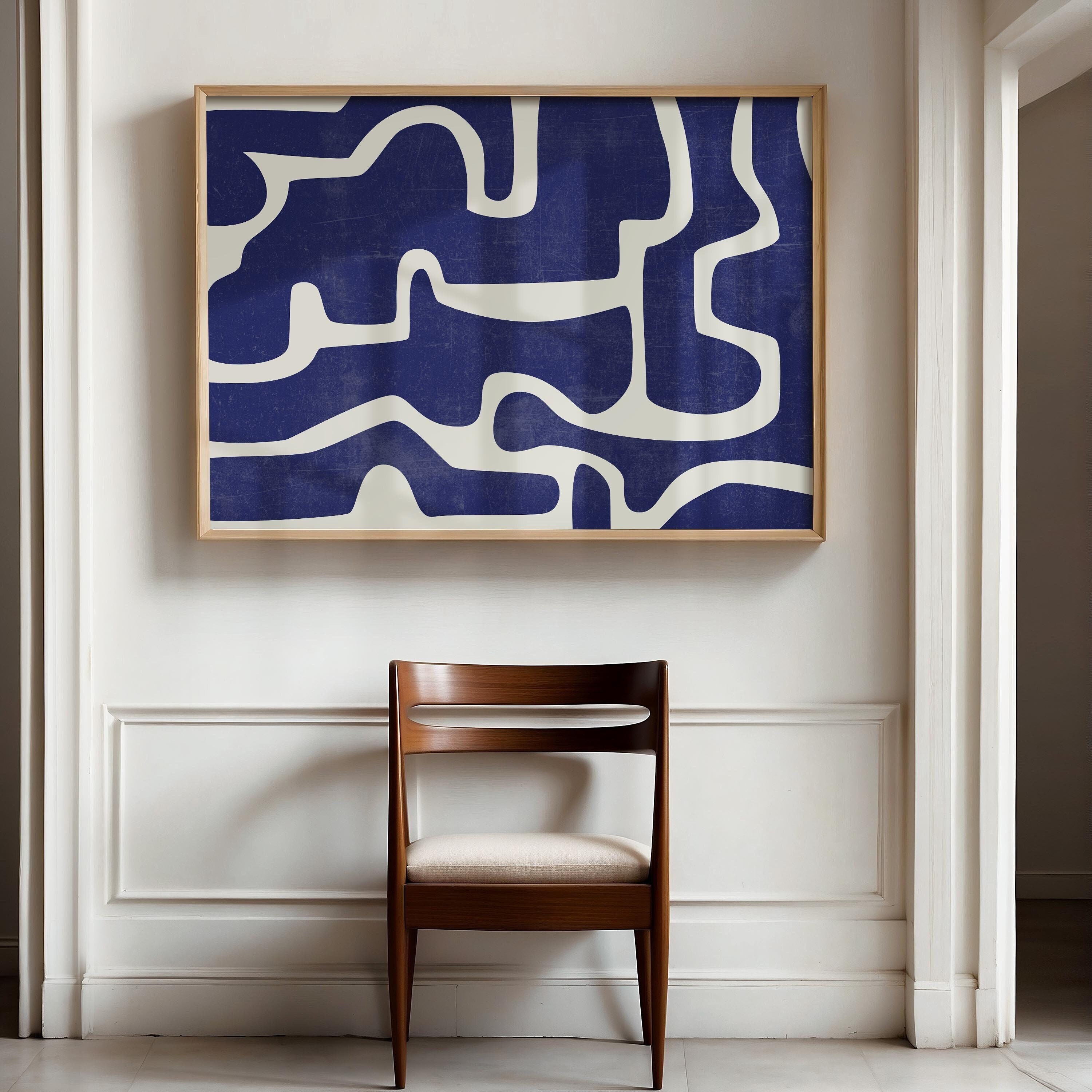 Minimal Blue Modern Abstract Painting Print